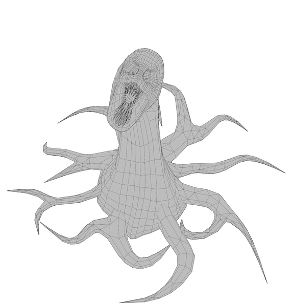 Shrieker - front view With view on the topology (6.640 tris)