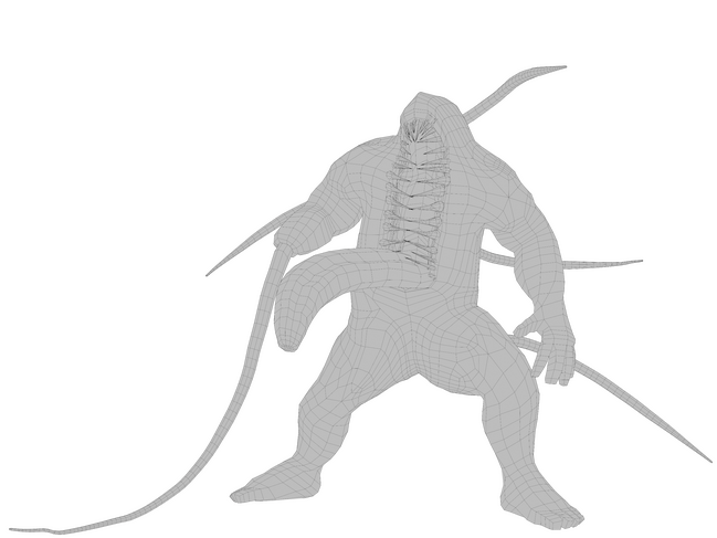 Construct - front view With view on the topology (12.978 tris)