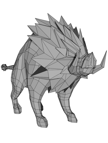 Low Poly Warthog With view on the topology (2.265 tris)