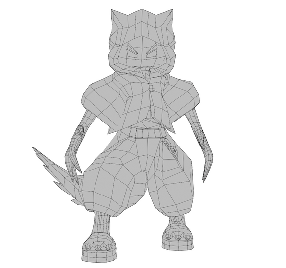 Low Poly Summoner With view on the topology (4.166 tris)