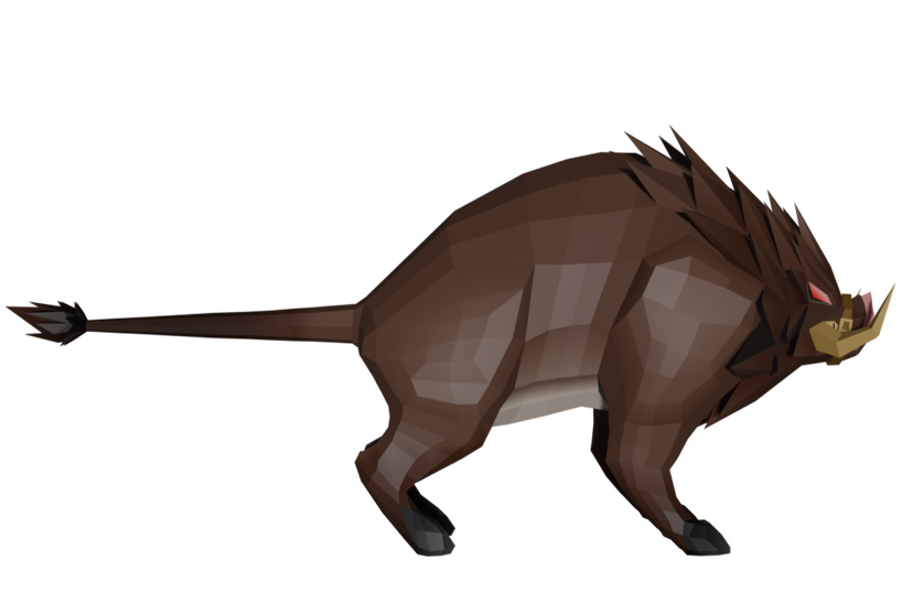 Low Poly Warthog - side view (2.265 tris)