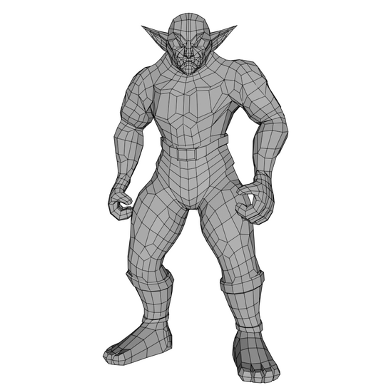 Low Poly Orc With view on the topology (2.784 tris)